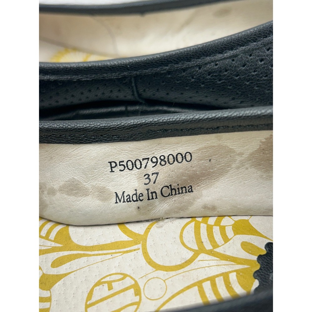 FLY LONDON Black Leather Perforated‎ Wedge Ballet Flats Women Size 37 P500798000 - Picture 5 of 11